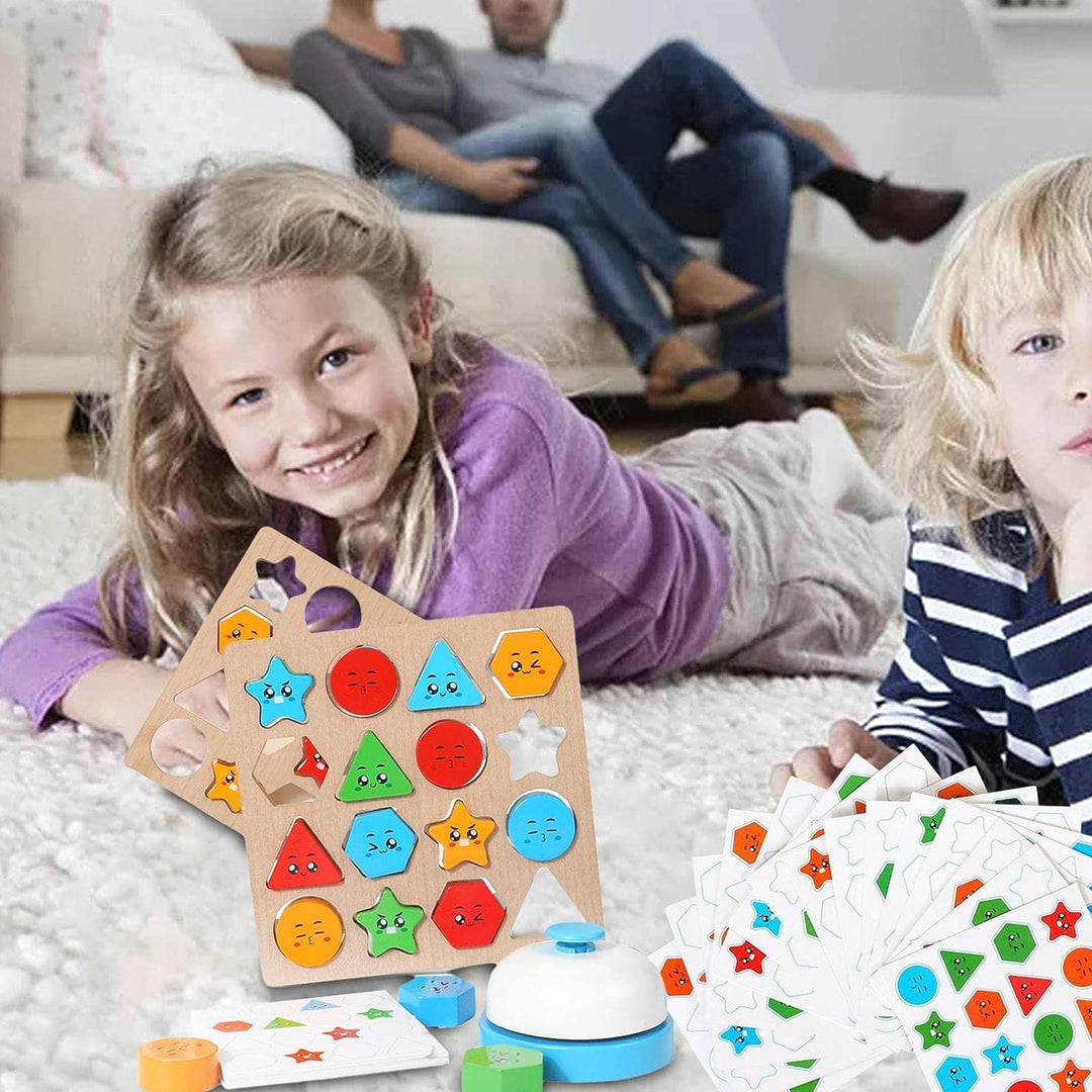 Wooden Expressions color shape Matching Game - لعبة مطابقة الاشكال الهندسية و الألوان مع جرس