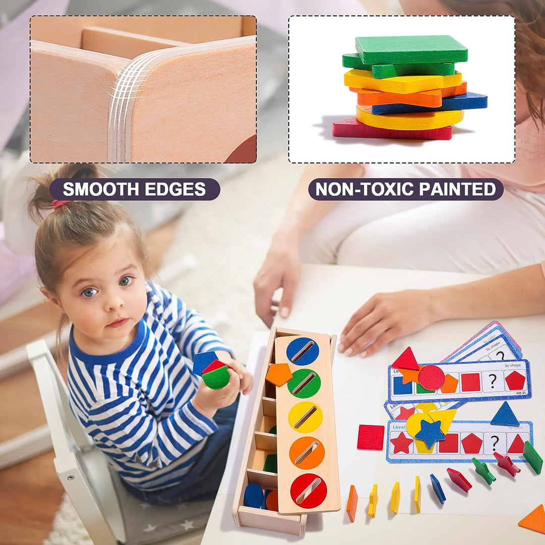 Wooden Shape & Color Sorting box - صندوق تصنيف الألوان و الأشكال الخشبي