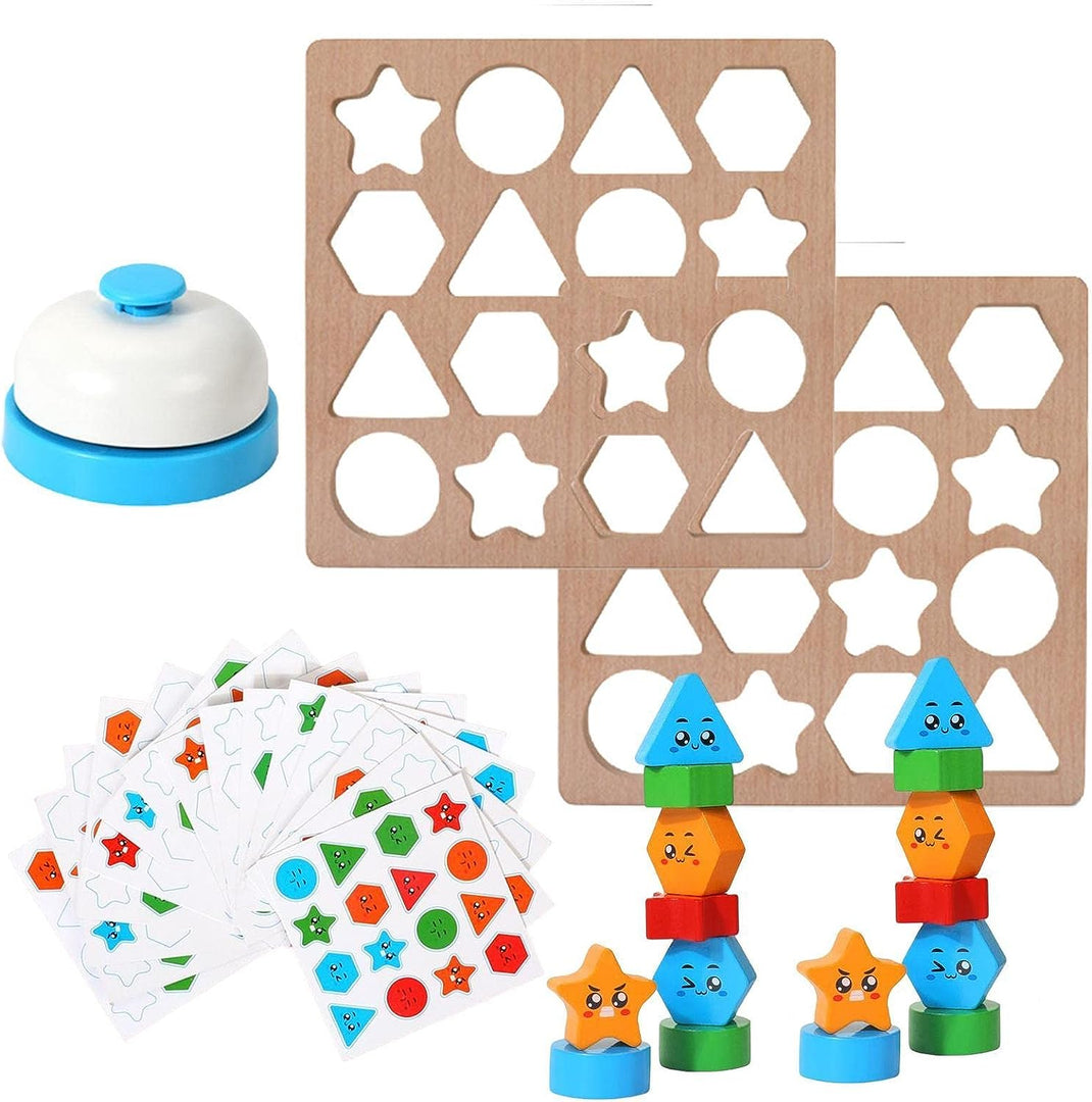 Wooden Expressions color shape Matching Game - لعبة مطابقة الاشكال الهندسية و الألوان مع جرس