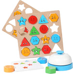 Load image into Gallery viewer, Wooden Expressions color shape Matching Game - لعبة مطابقة الاشكال الهندسية و الألوان مع جرس
