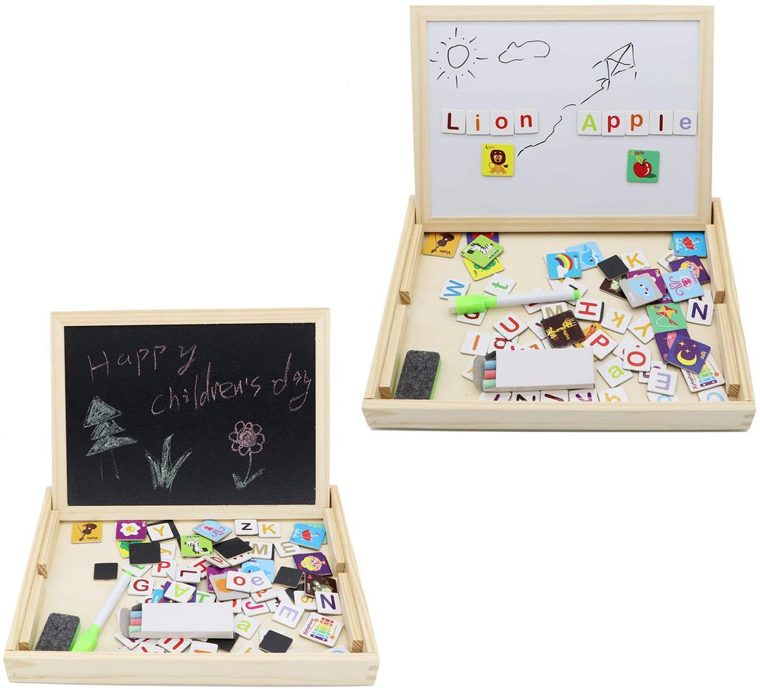Double-sided Writing Board with Magnetic alphabet and Jigsaw Puzzles Set