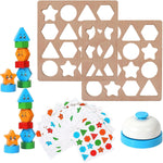 Load image into Gallery viewer, Wooden Expressions color shape Matching Game - لعبة مطابقة الاشكال الهندسية و الألوان مع جرس

