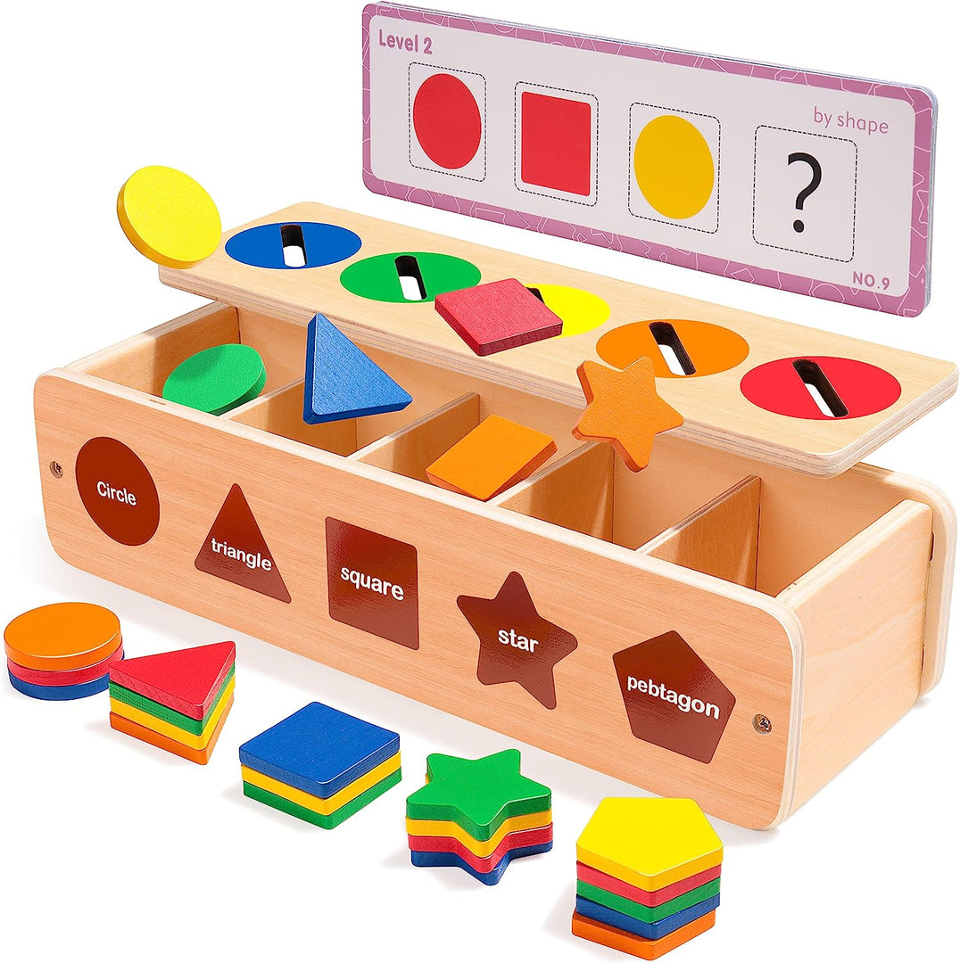 Wooden Shape & Color Sorting box - صندوق تصنيف الألوان و الأشكال الخشبي
