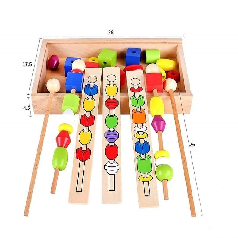 Bead Sequencing Activity Set in Wooden Storage Tray