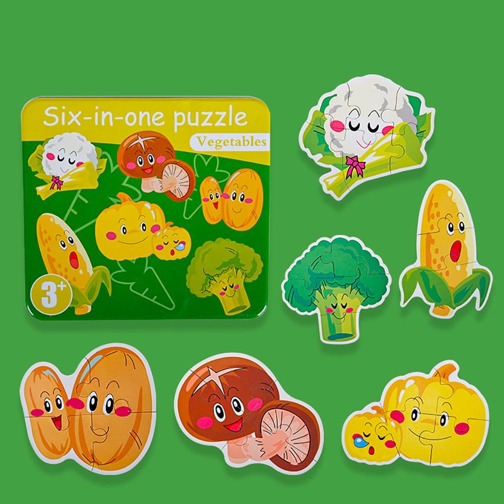 Baby puzzle tin box - vegetables - بازل بيبي علبة معدن - الخضروات
