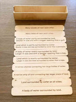 Load image into Gallery viewer, Land and Water Forms Wooden Cards - كروت التضاريس (الأرض والماء)
