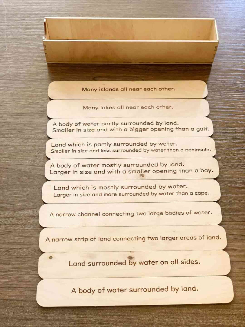 Land and Water Forms Wooden Cards - كروت التضاريس (الأرض والماء)