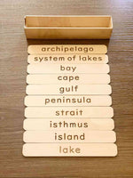 Load image into Gallery viewer, Land and Water Forms Wooden Cards - كروت التضاريس (الأرض والماء)
