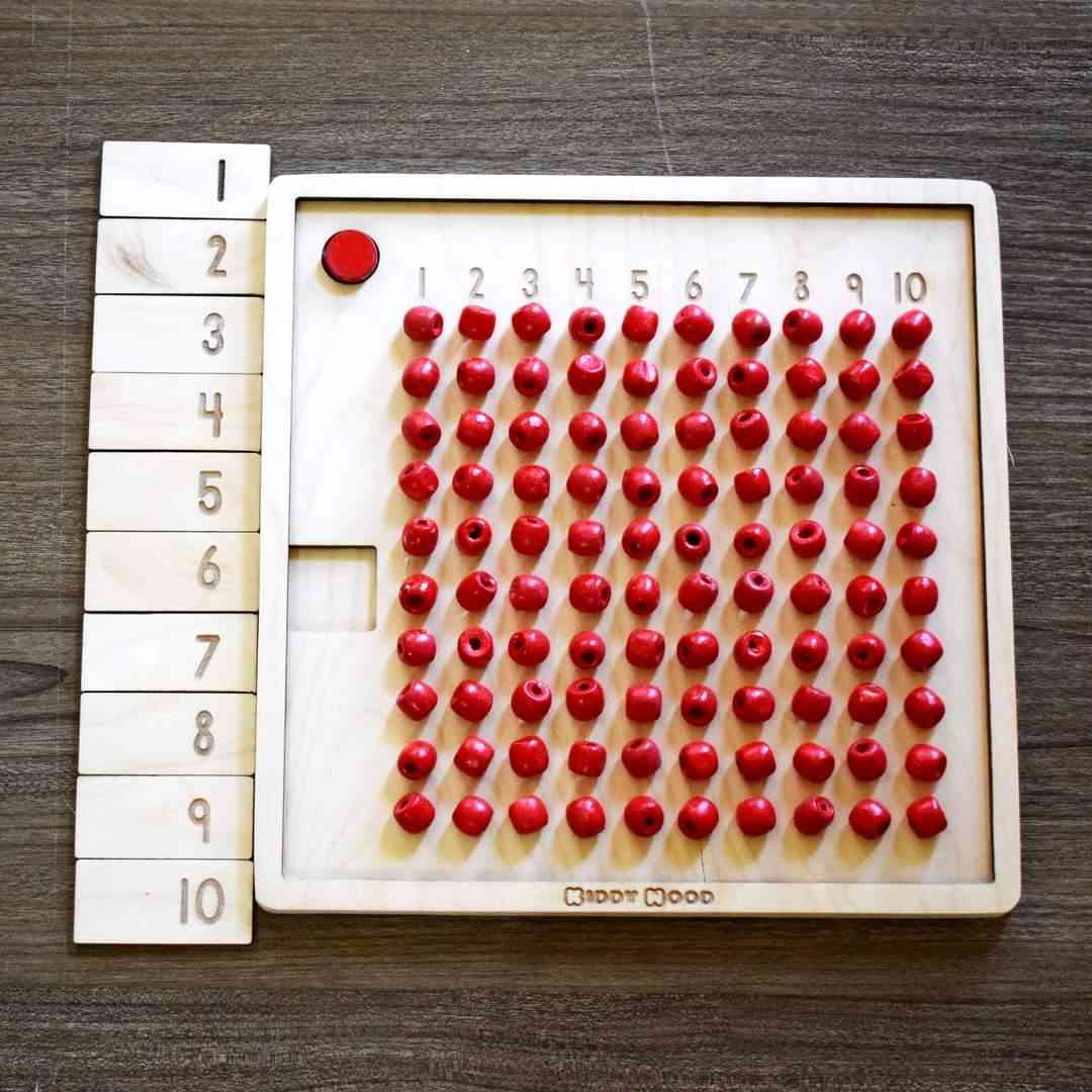 Wooden Bead Abacus Board -  لوحة الضرب خرز خشب انجليزي