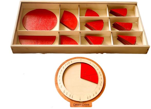 Fraction manipulation board (Colored) - Fraction ring - Fraction circle - (صندوق تعليم الكسور (ملون