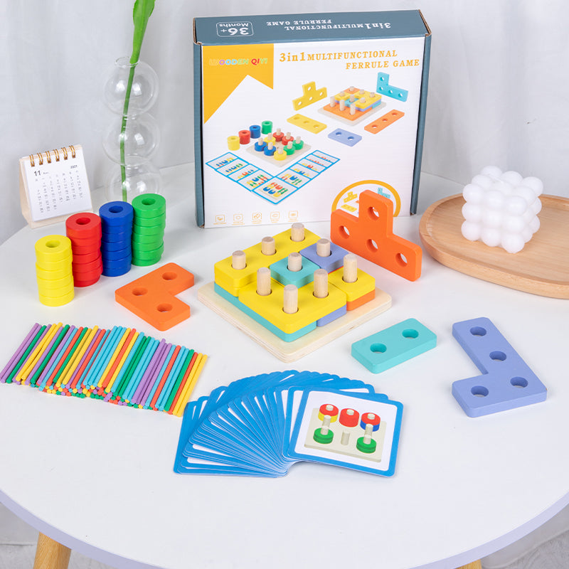 Multifunctional ferrule game 3 in 1 - مطابقة مع كروت