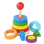 Load image into Gallery viewer, Baby Rings stacking Blocks - عمود حلقات خشب مع أشكال
