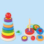Load image into Gallery viewer, Baby Rings stacking Blocks - عمود حلقات خشب مع أشكال
