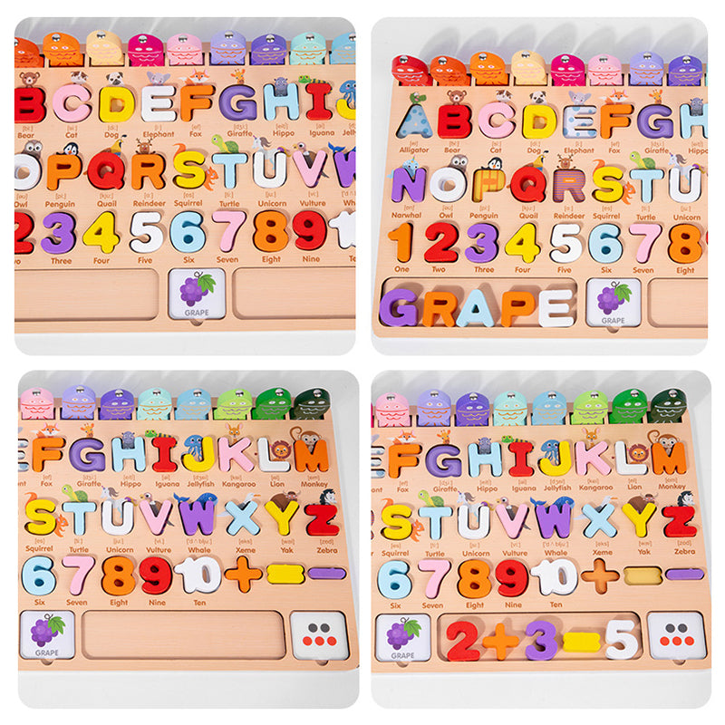 Wooden Spelling Word, Fishing & Number Cognition Matching Toy - لوحة أرقام و حروف مع صيد أسماك و مطابقة كلمات