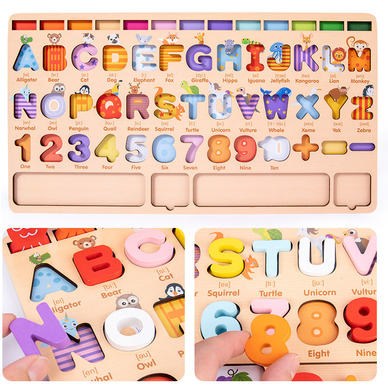Wooden Spelling Word, Fishing & Number Cognition Matching Toy - لوحة أرقام و حروف مع صيد أسماك و مطابقة كلمات