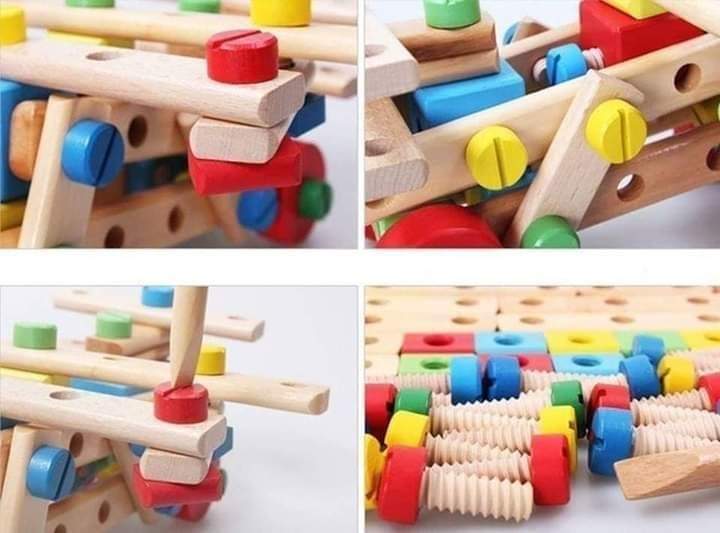 Wooden Mechanics Nuts and Bolts - Construction Set - مجموعة الفك و التركيب متعددة الأشكال