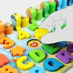 Load image into Gallery viewer, Wooden board of numbers and letters with a counter, and fishing - لوحة أرقام و حروف مع عداد و صيد سمك
