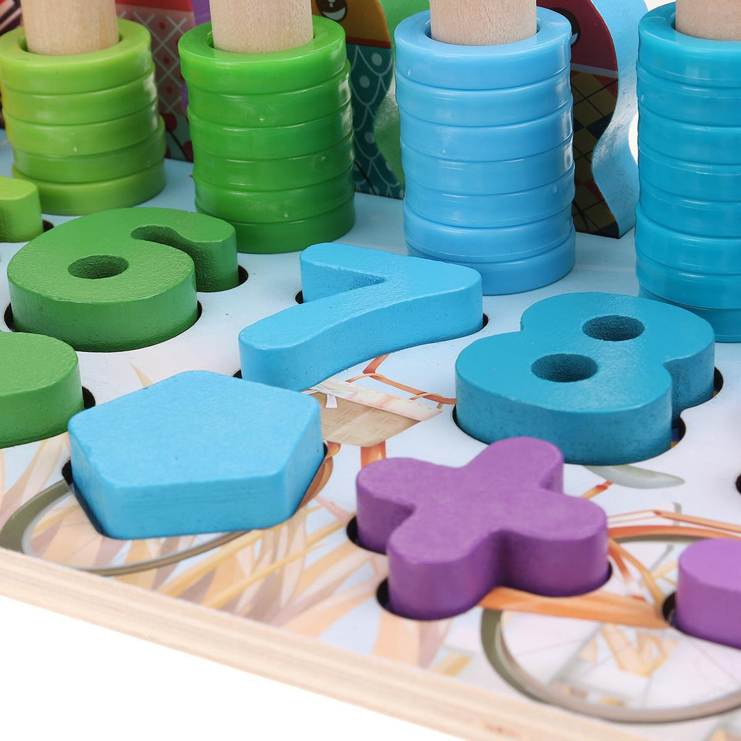 Wooden board of numbers and letters with a counter, and fishing - لوحة أرقام و حروف مع عداد و صيد سمك