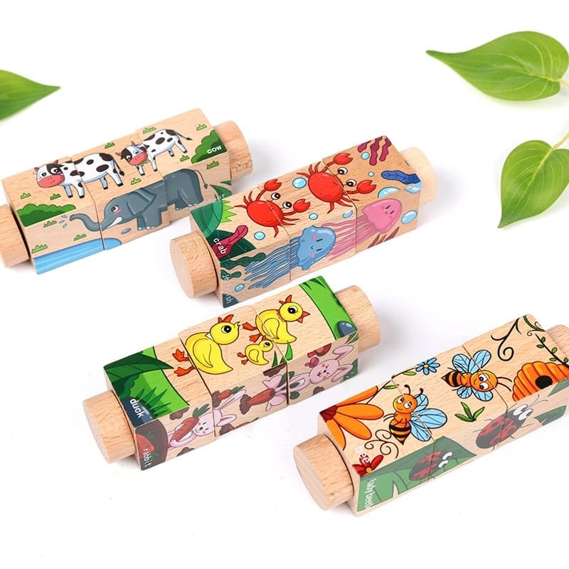 Rotating puzzle - Animals 4 pcs - مكعب بازل دوار 4 قطع حيوانات