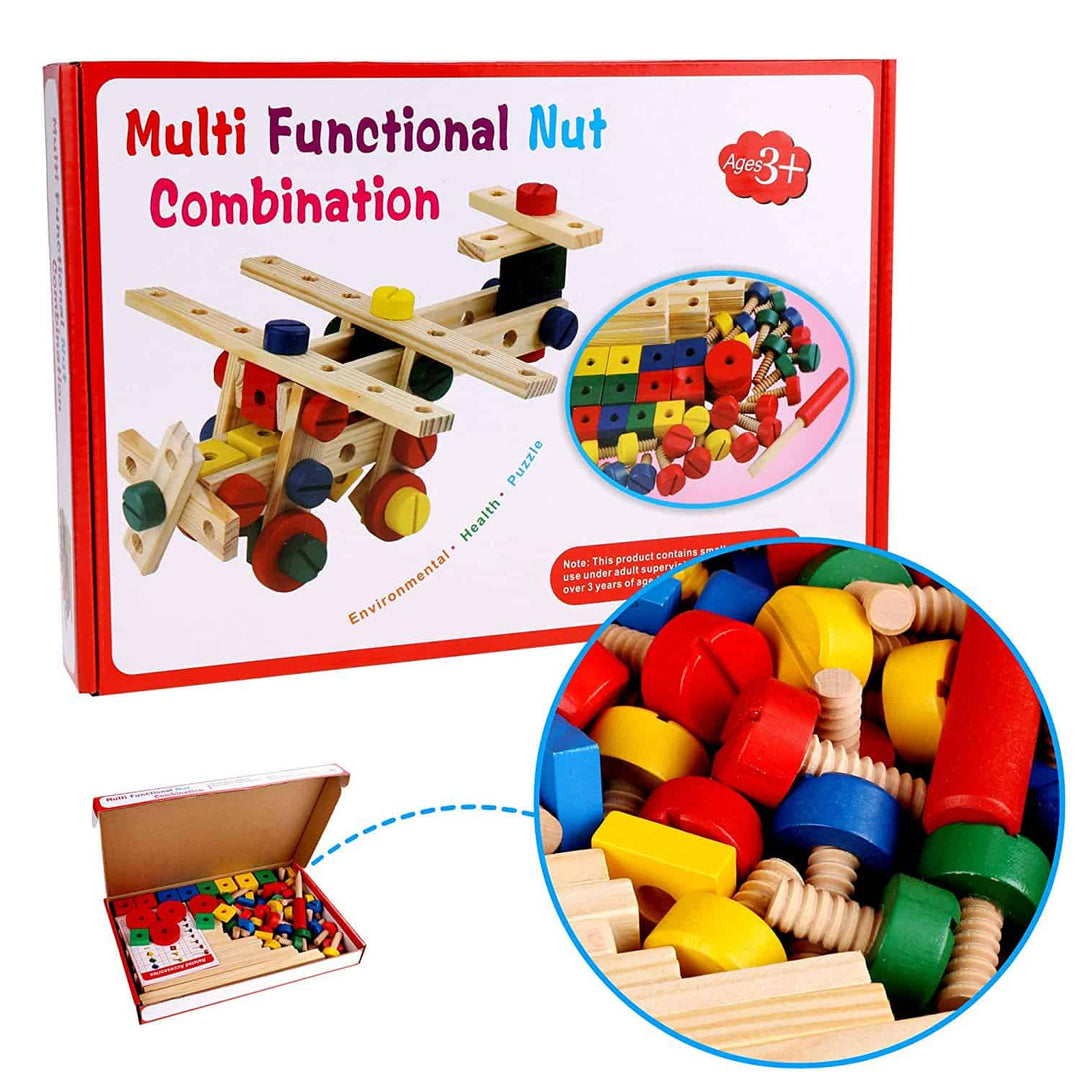 Wooden Mechanics Nuts and Bolts - Construction Set - مجموعة الفك و التركيب متعددة الأشكال